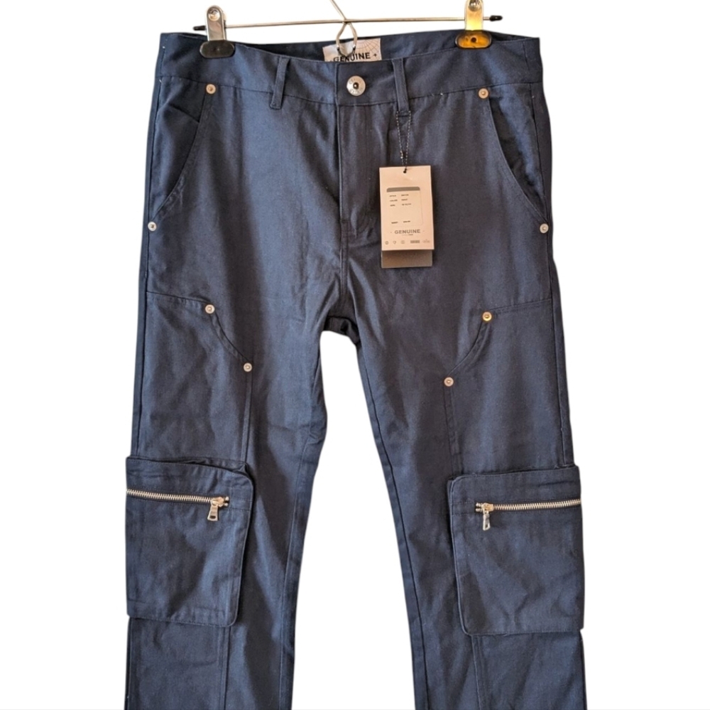 Stacked Fit Genuine Brand Men's Cargo Pants - Navy Blue (32/34) - Picture 5 of 15